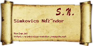 Simkovics Nándor névjegykártya